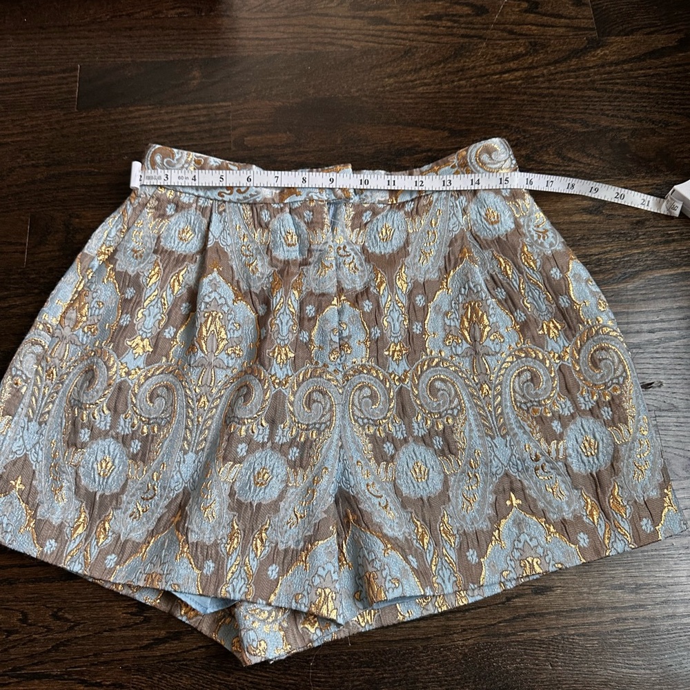 Sandro Blue and Brown Bermudas with Ornate Pattern